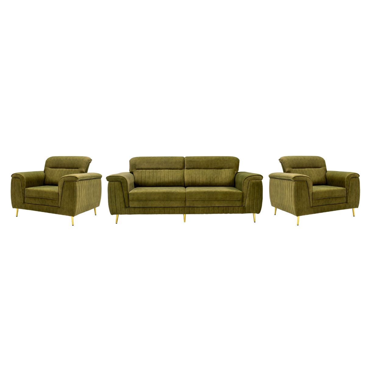 Amster Comfort Fabric Sofa Set (3+1+1 Seater) - Green
