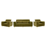Amster Comfort Fabric Sofa Set (3+1+1 Seater) - Green