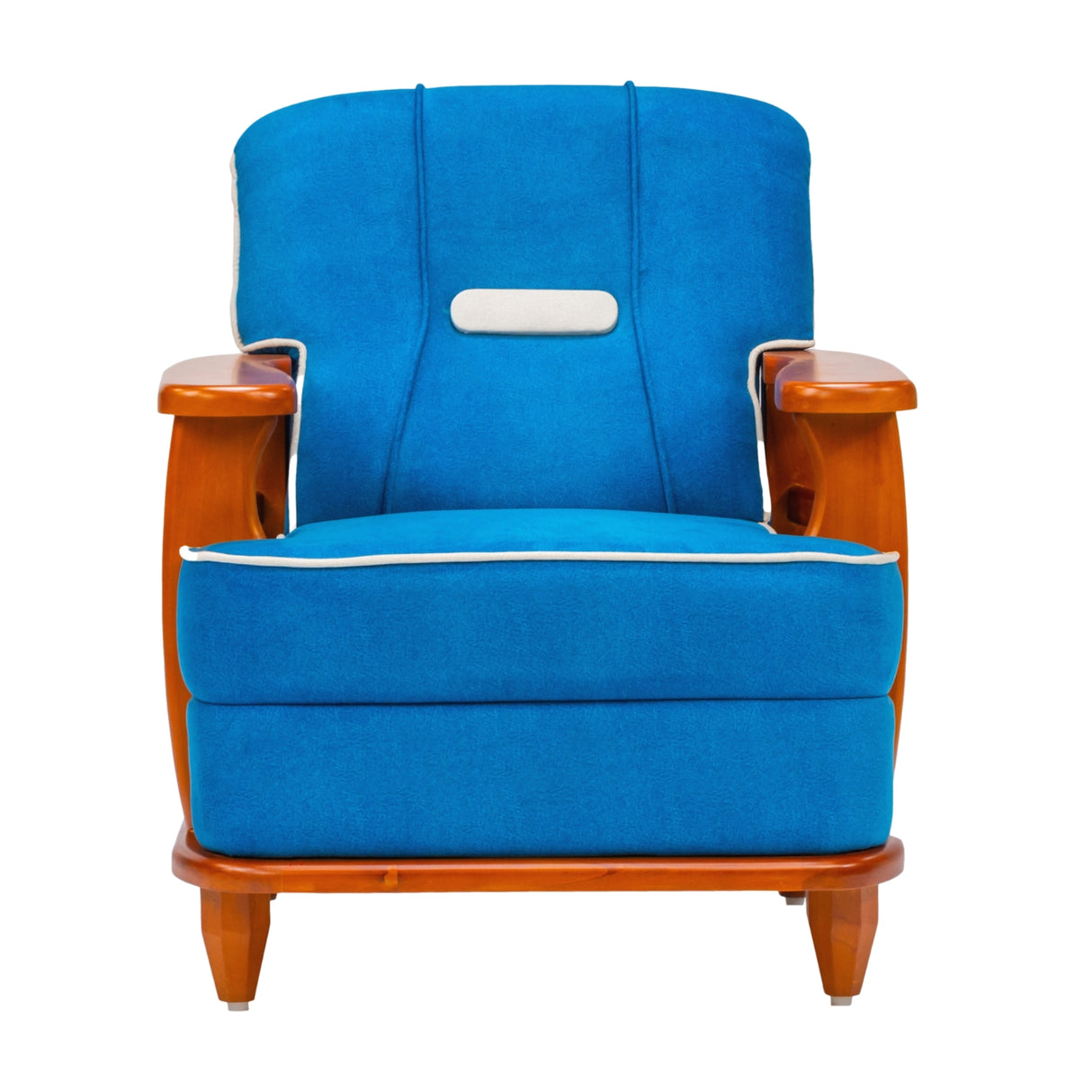 Austin Crest Wooden Sofa 1-Seater - Teak Finish