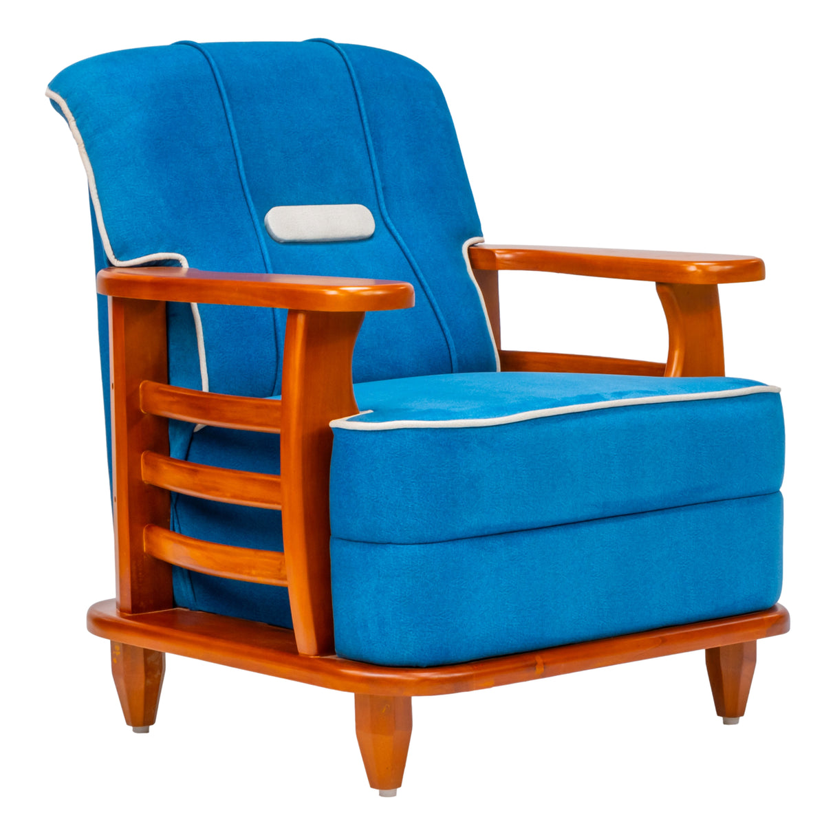 Austin Crest Wooden Sofa Set (3+1+1 Seater) - Teak Finish
