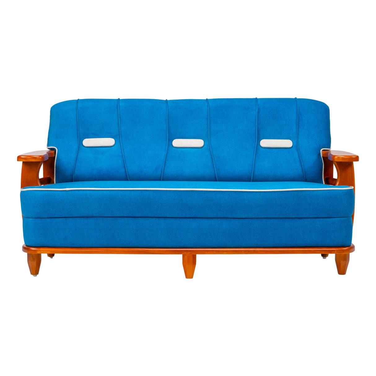 Austin Crest Wooden Sofa Set (3+1+1 Seater) - Teak Finish