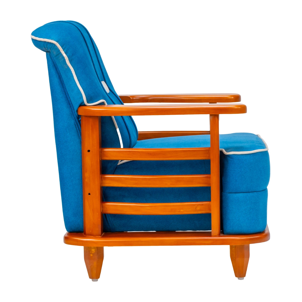 Austin Crest Wooden Sofa 1-Seater - Teak Finish