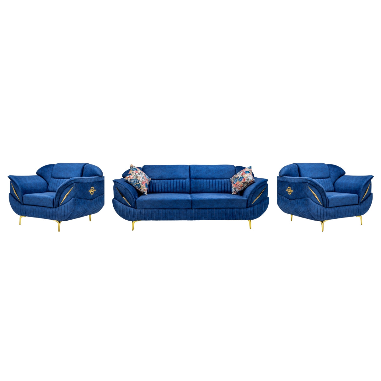Barcelona Comfort Fabric Sofa Set (3+1+1 Seater) - Blue