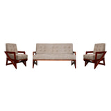 Barnet Wooden Sofa Set (3+1+1-Seater) - Teak Finish