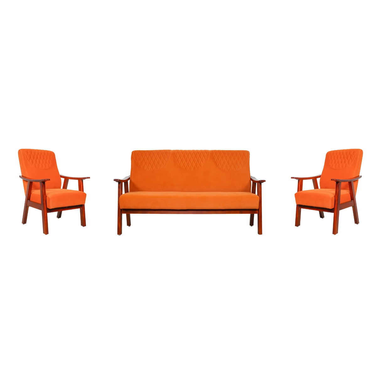 Brentwood Wooden Sofa Set (3+1+1-Seater) - Teak Finish
