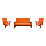 Brentwood Wooden Sofa Set (3+1+1-Seater) - Teak Finish