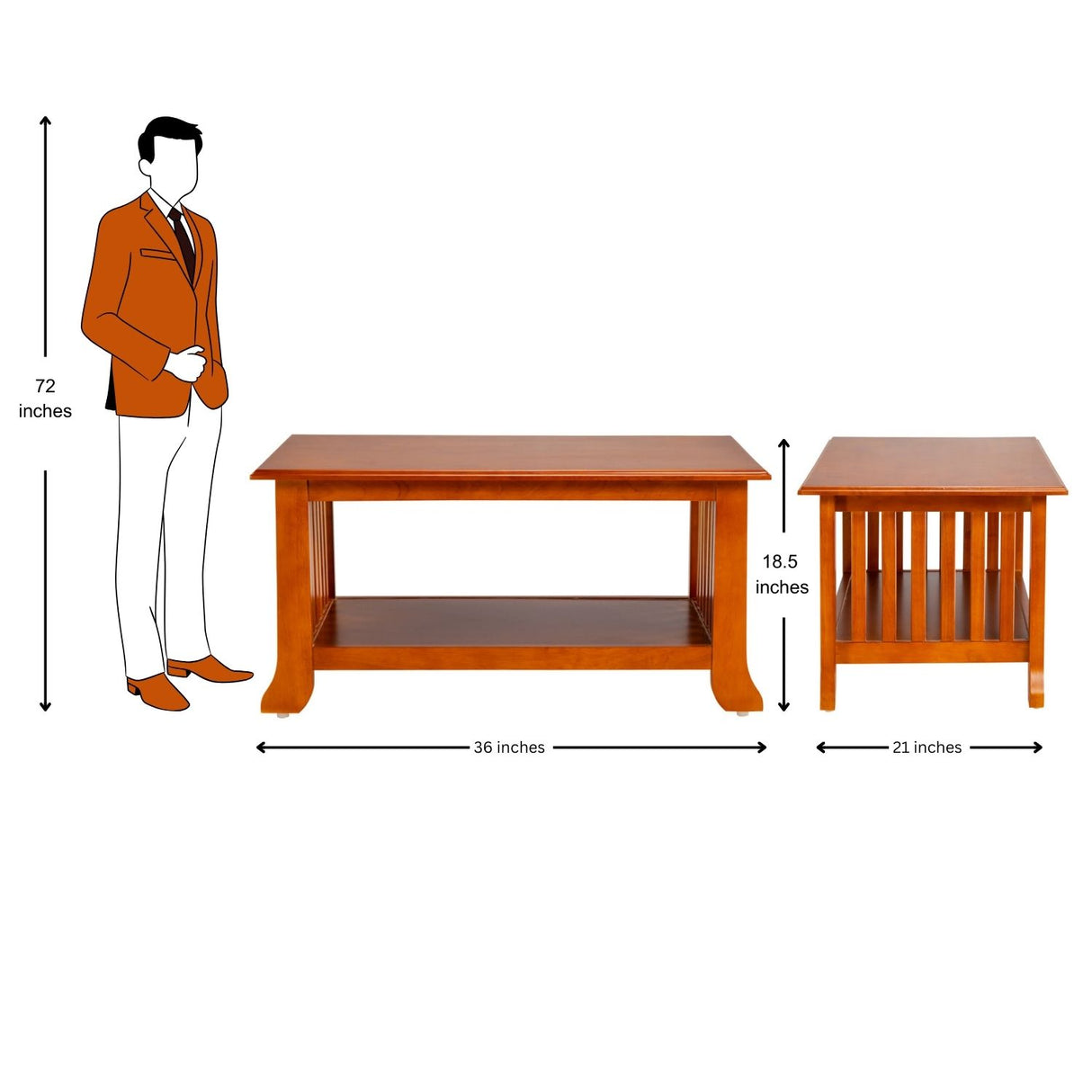 Ely Wooden Coffee Table - Teak Finish