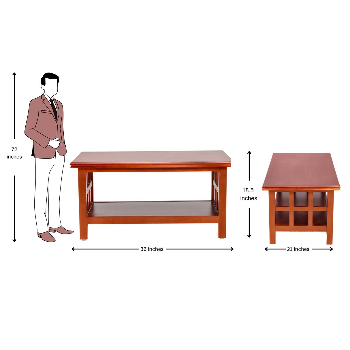 Watts Wooden Coffee Table - Teak Finish