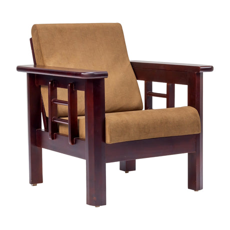Chicago Wooden Sofa 1-Seater - Light Walnut Finish
