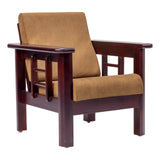 Chicago Wooden Sofa Set (3+1+1 Seater) - Light Walnut Finish