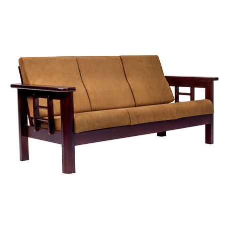 Chicago Wooden Sofa 3-Seater - Light Walnut Finish