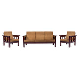 Chicago Wooden Sofa Set (3+1+1 Seater) - Light Walnut Finish