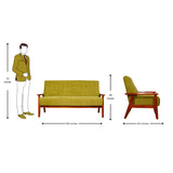 Clifton Wooden Sofa 3-Seater - Teak Finish