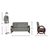 Dakota Wooden Sofa Set (3+1+1-Seater) - Light Walnut Finish