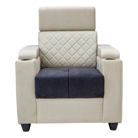 Denver Head Rest Fabric Sofa Set (3+1+1 Seater) - Half White and Grey