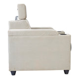 Denver Head Rest Fabric Sofa Set (3+1+1 Seater) - Half White and Grey