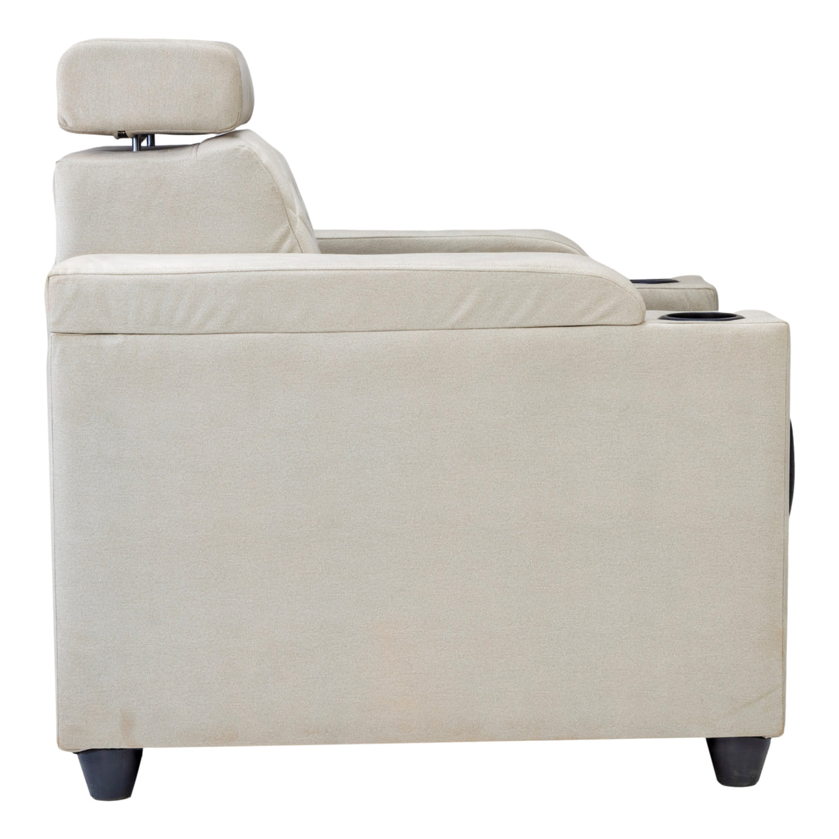 Denver Head Rest Fabric Sofa Set (3+1+1 Seater) - Half White and Grey