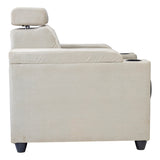 Denver Head Rest Fabric Sofa Set (3+1+1 Seater) - Half White and Grey