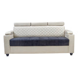 Denver Head Rest Fabric Sofa Set (3+1+1 Seater) - Half White and Grey