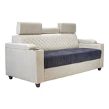 Denver Head Rest Fabric Sofa Set (3+1+1 Seater) - Half White and Grey