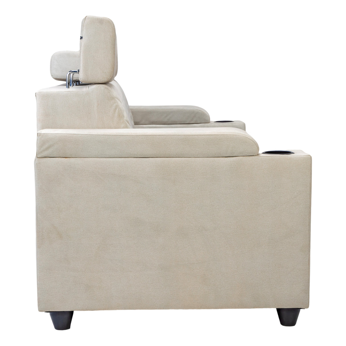 Denver Head Rest Fabric Sofa Set (3+1+1 Seater) - Half White and Grey