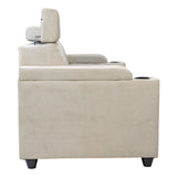Denver Head Rest Fabric Sofa Set (3+1+1 Seater) - Half White and Grey