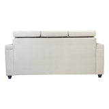 Denver Head Rest Fabric Sofa Set (3+1+1 Seater) - Half White and Grey