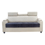 Denver Head Rest Fabric Sofa Set (3+1+1 Seater) - Half White and Grey