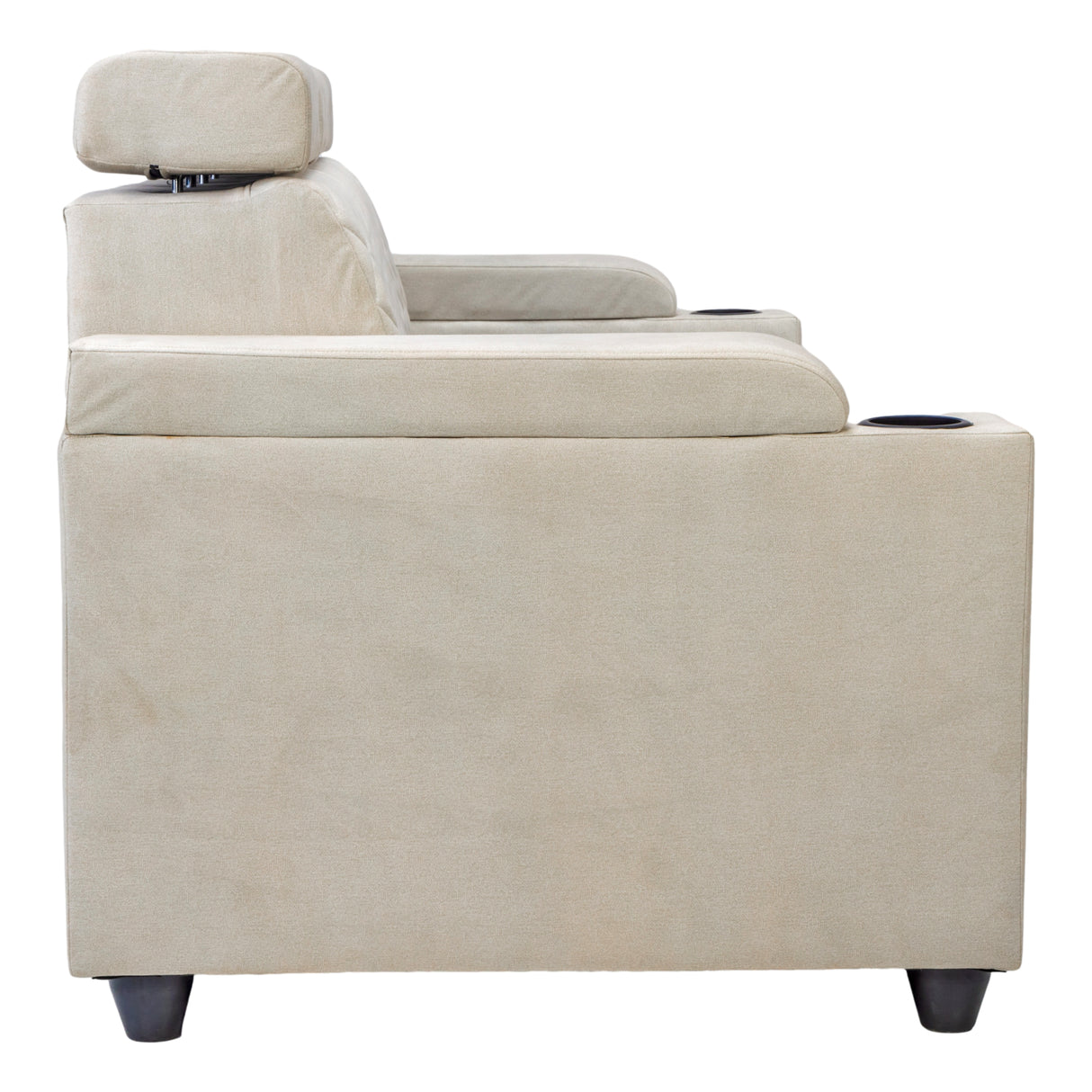 Denver Head Rest Fabric Sofa Set (3+1+1 Seater) - Half White and Grey
