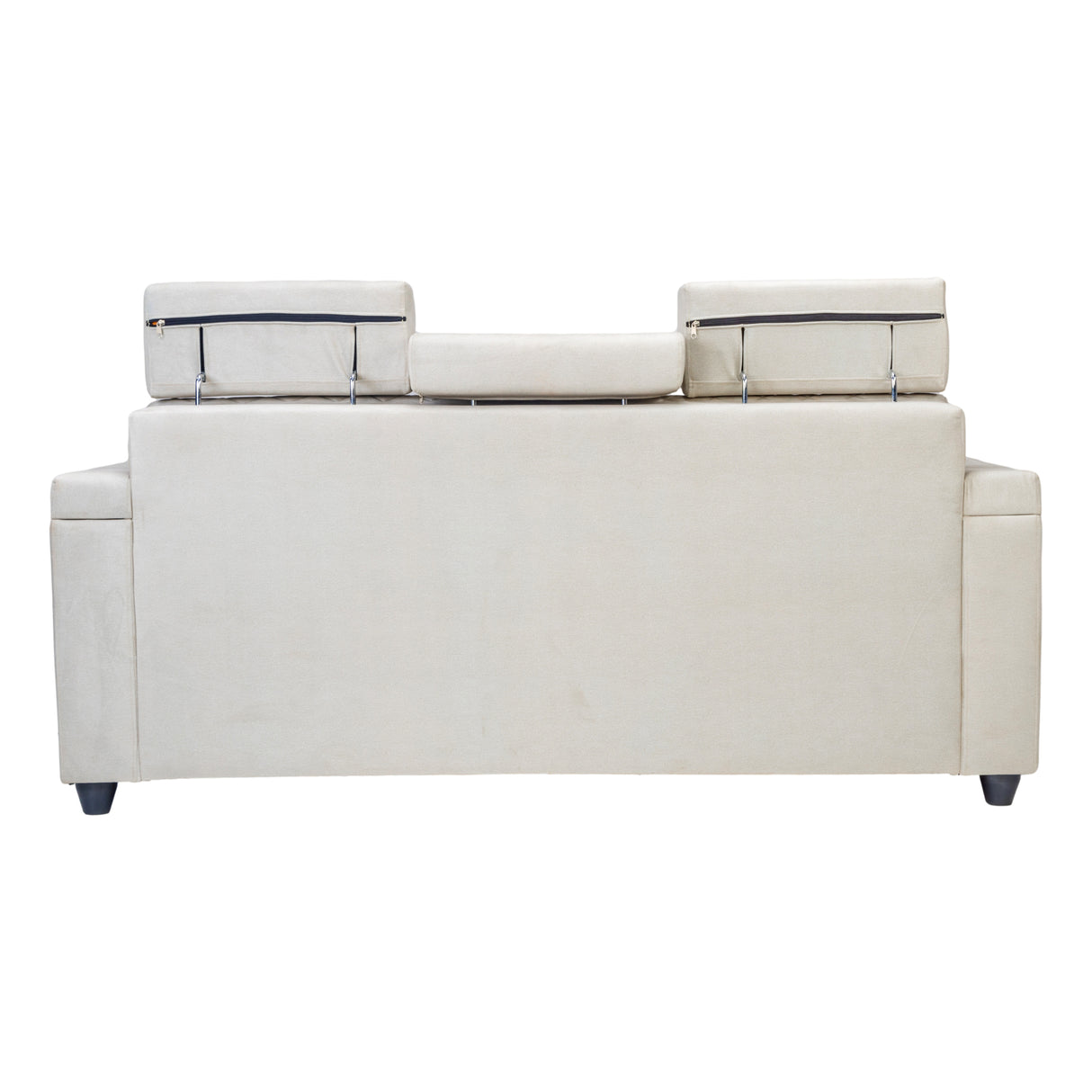 Denver Head Rest Fabric Sofa Set (3+1+1 Seater) - Half White and Grey