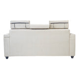 Denver Head Rest Fabric Sofa Set (3+1+1 Seater) - Half White and Grey