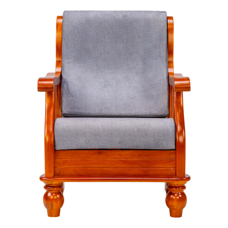 Denver Luxe Wooden Sofa Set (3+1+1 Seater) - Teak Finish