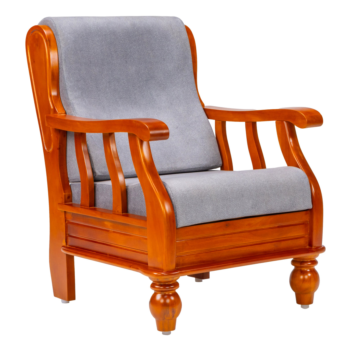 Denver Luxe Wooden Sofa Set (3+1+1 Seater) - Teak Finish