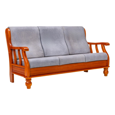 Denver Luxe Wooden Sofa 3-Seater - Teak Finish
