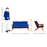 Derby Wooden Sofa Set (3+1+1-Seater) - Light Walnut Finish