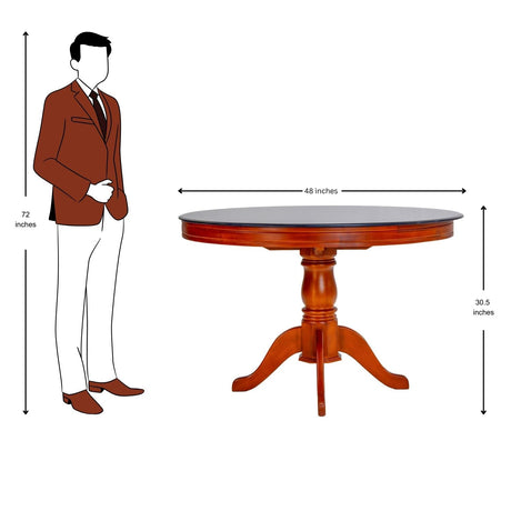 Hollywood Round Glass Top Dining Table 4-Seater - Honey Finish