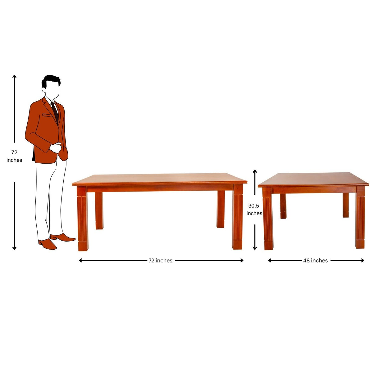 Montreal Rectangle Wooden Top Dining Table 6-Seater - Teak Finish