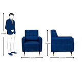 Berlin Contemporary Short Rise Fabric Sofa 1-Seater - Blue