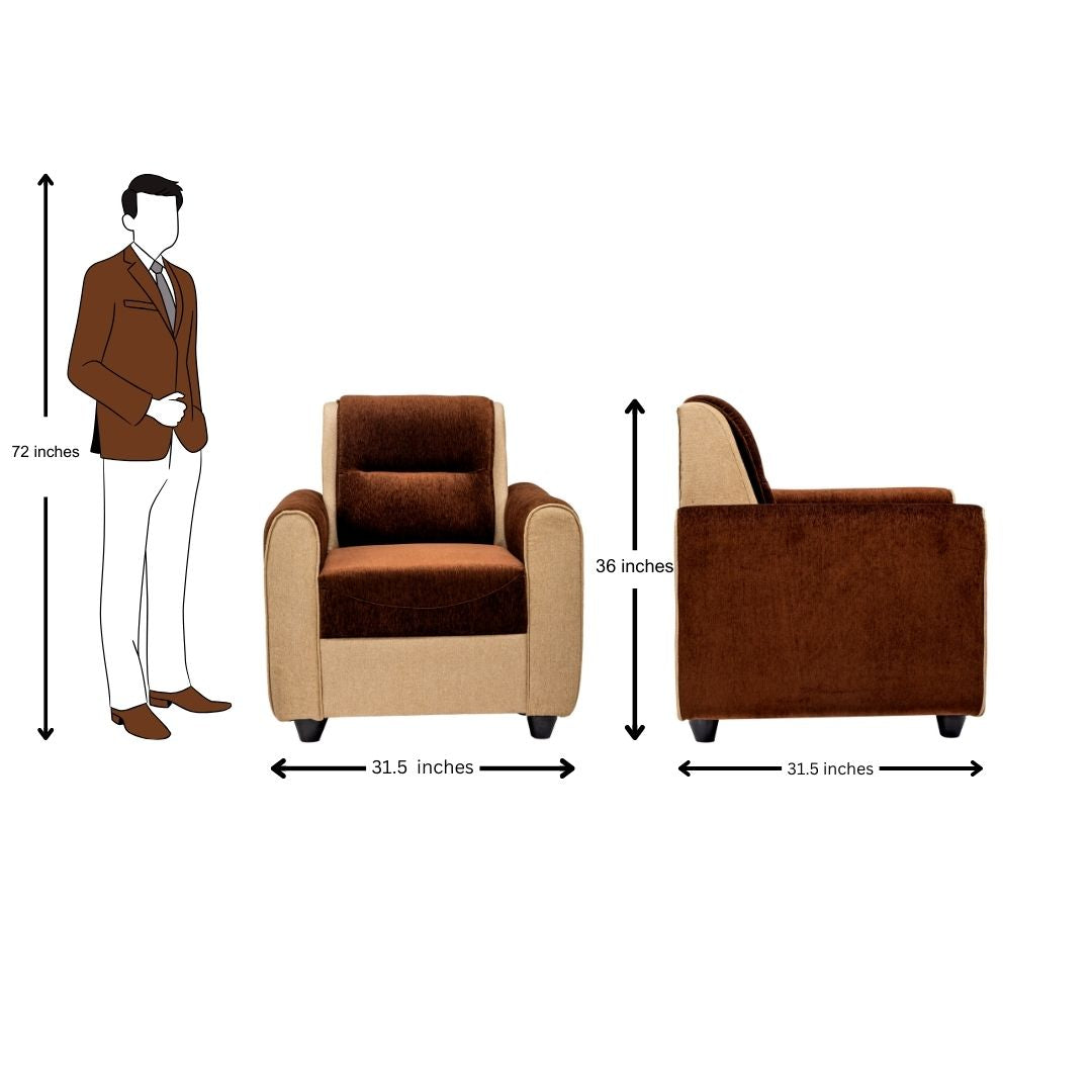 Finland Relax Comfort  Fabric Sofa 1-Seater  - Brown and Sandal
