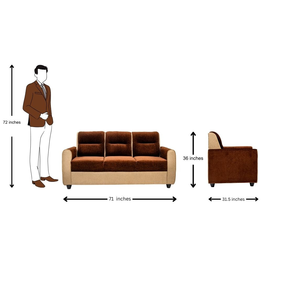 Finland Relax Comfort  Fabric Sofa 3-Seater  - Brown and Sandal