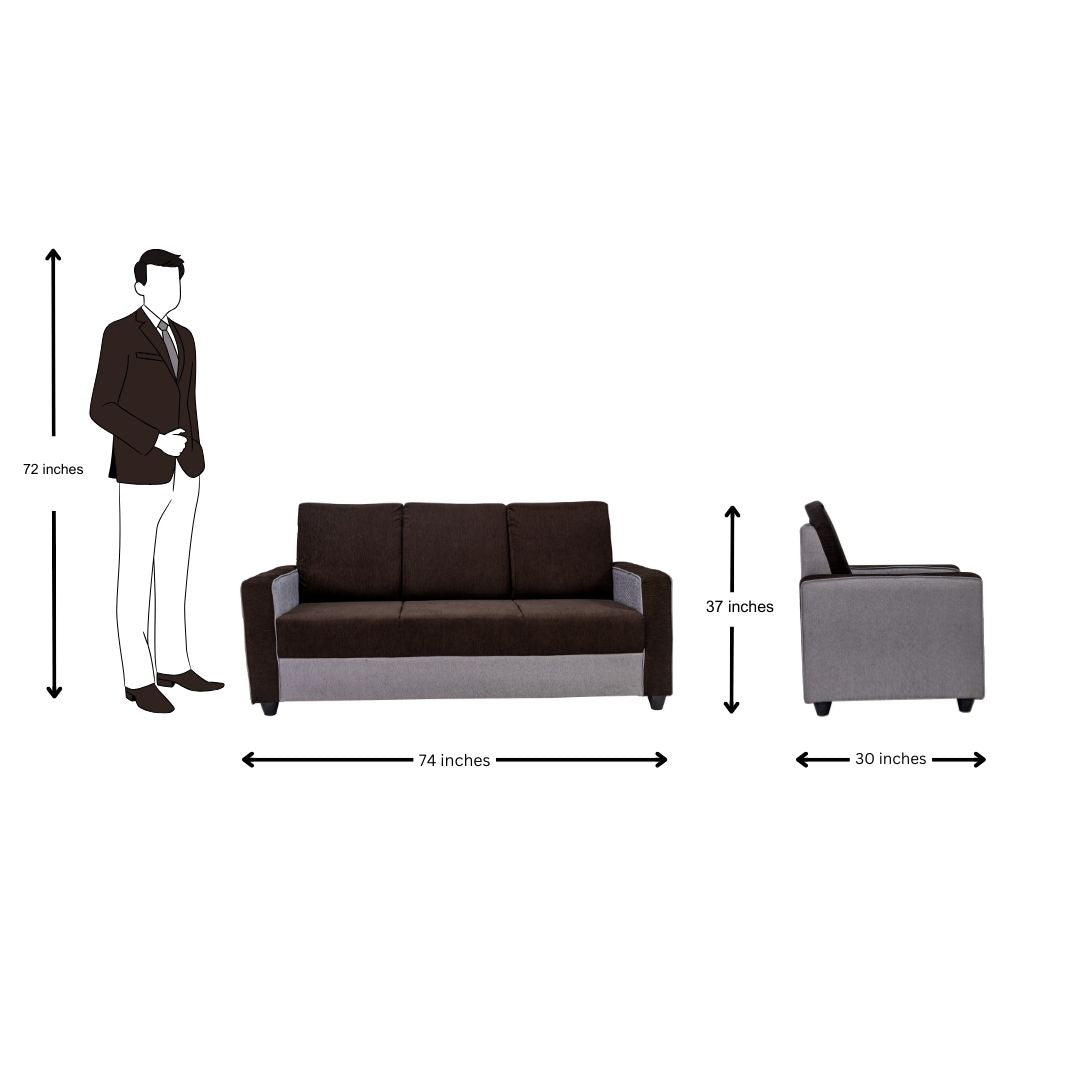 Luxor Elegant Fabric Sofa Set (3+1+1 Seater) - Brown and Grey
