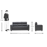 Lyon Classic Comfort Fabric Sofa Set (3+1+1 Seater) - Dark Grey