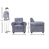 Madrid Deluxe Rolled Arm Fabric Sofa 1-Seater - Light Grey