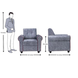 Madrid Deluxe Rolled Arm Fabric Sofa Set (3+1+1 Seater) - Light Grey