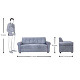 Madrid Deluxe Rolled Arm Fabric Sofa 3-Seater - Light Grey