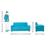 Porto Premium Short Rise Fabric Sofa Set (3+1+1 Seater) - Blue