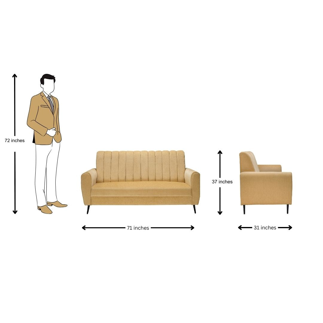 Suez Luxe Striped Fabric Sofa Set (3+1+1 Seater) - Beige