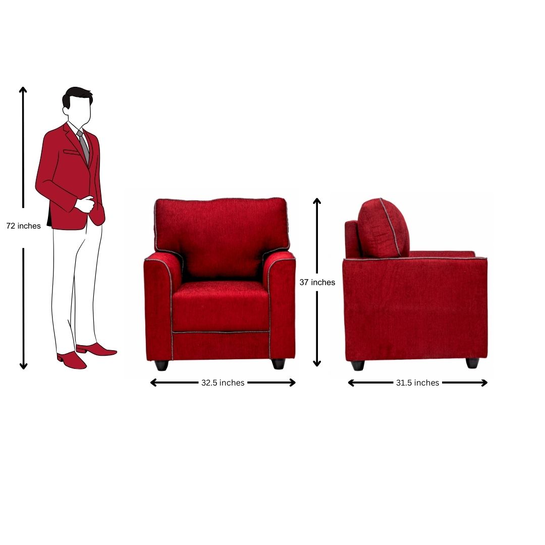 Waasa Sophisticated Fabric Sofa Sets (3+1+1 Seater) - Maroon