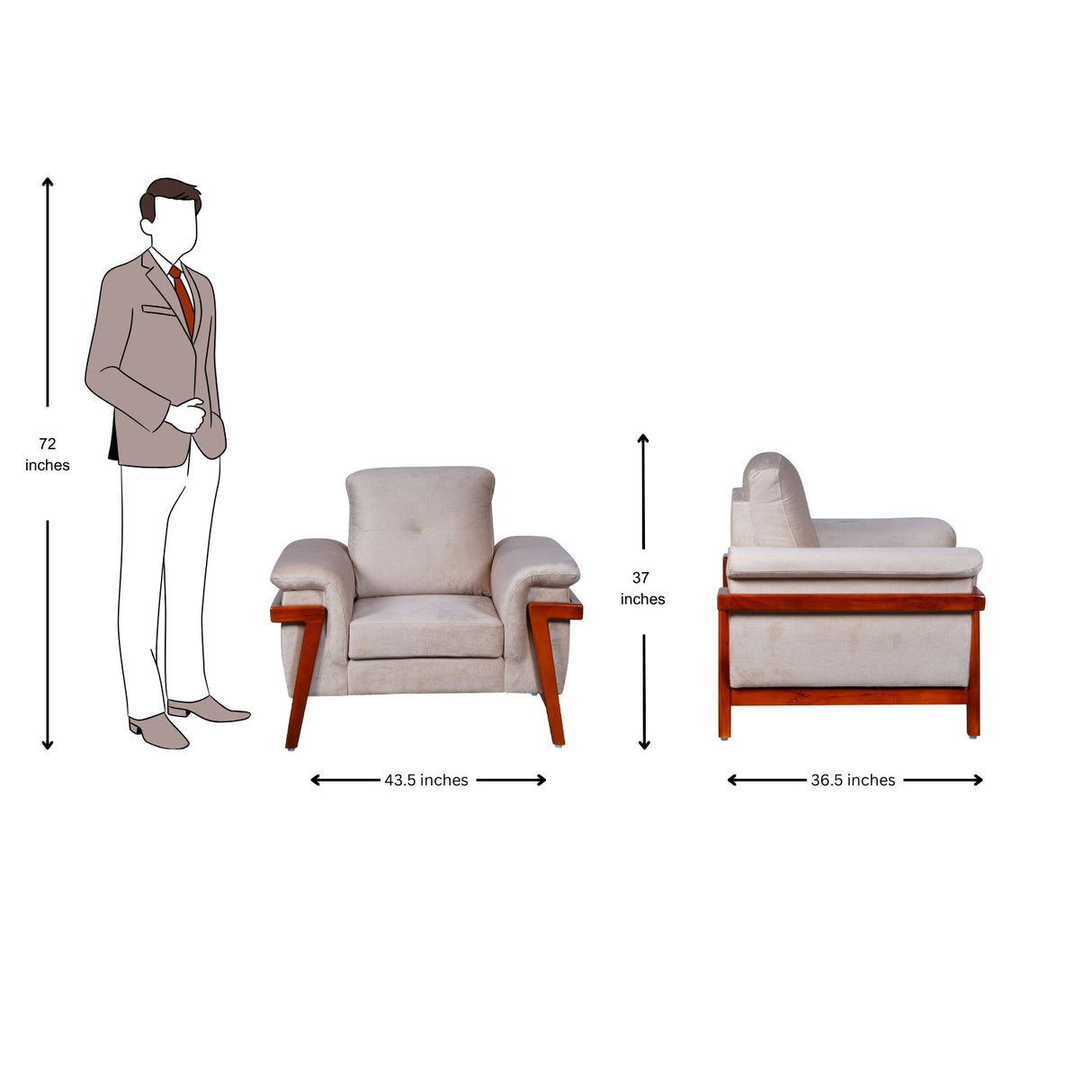 Easton Fabric Sofa Set (3+1+1-Seater) - Beige
