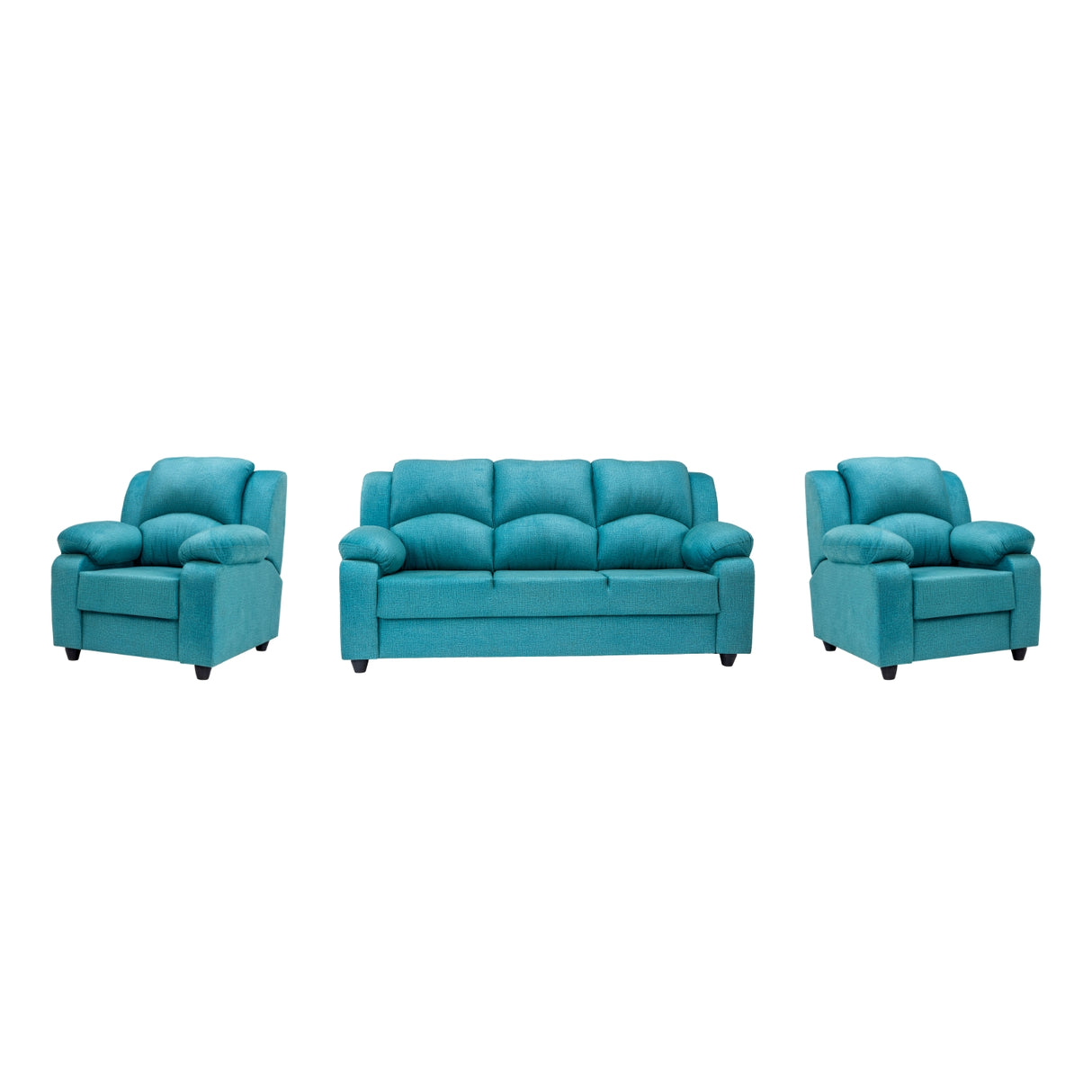 Emden Premium Fabric Sofa Set (3+1+1 Seater) - Blue